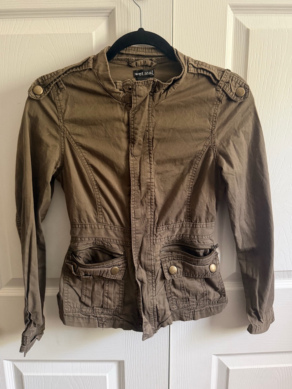 5 for $25! Wet Seal Olive Green Utility Jacket with Epaulets